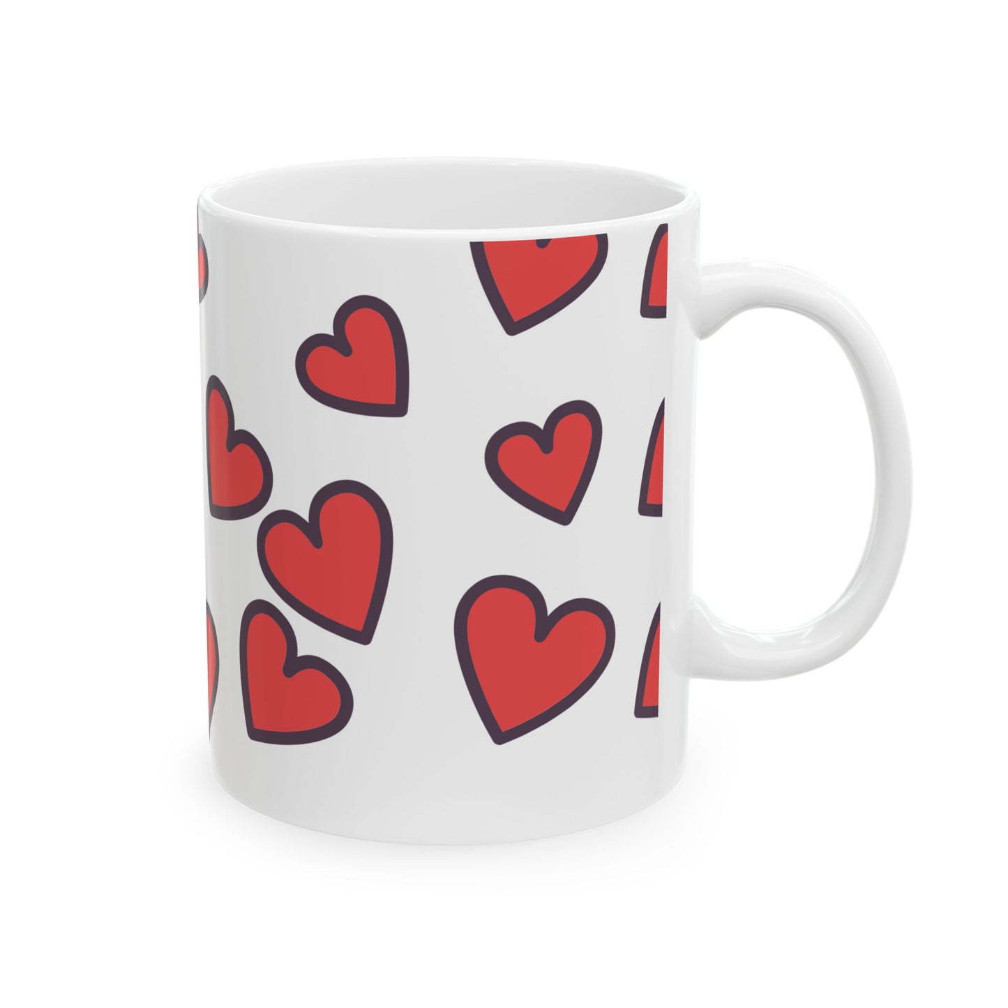 Cute Heart Pattern Ceramic Mug, Gift for Her, Birthday Present, Coffee Lover, Valentine's Day, Unique Tea Mug