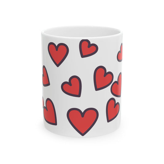Cute Heart Pattern Ceramic Mug, Gift for Her, Birthday Present, Coffee Lover, Valentine's Day, Unique Tea Mug