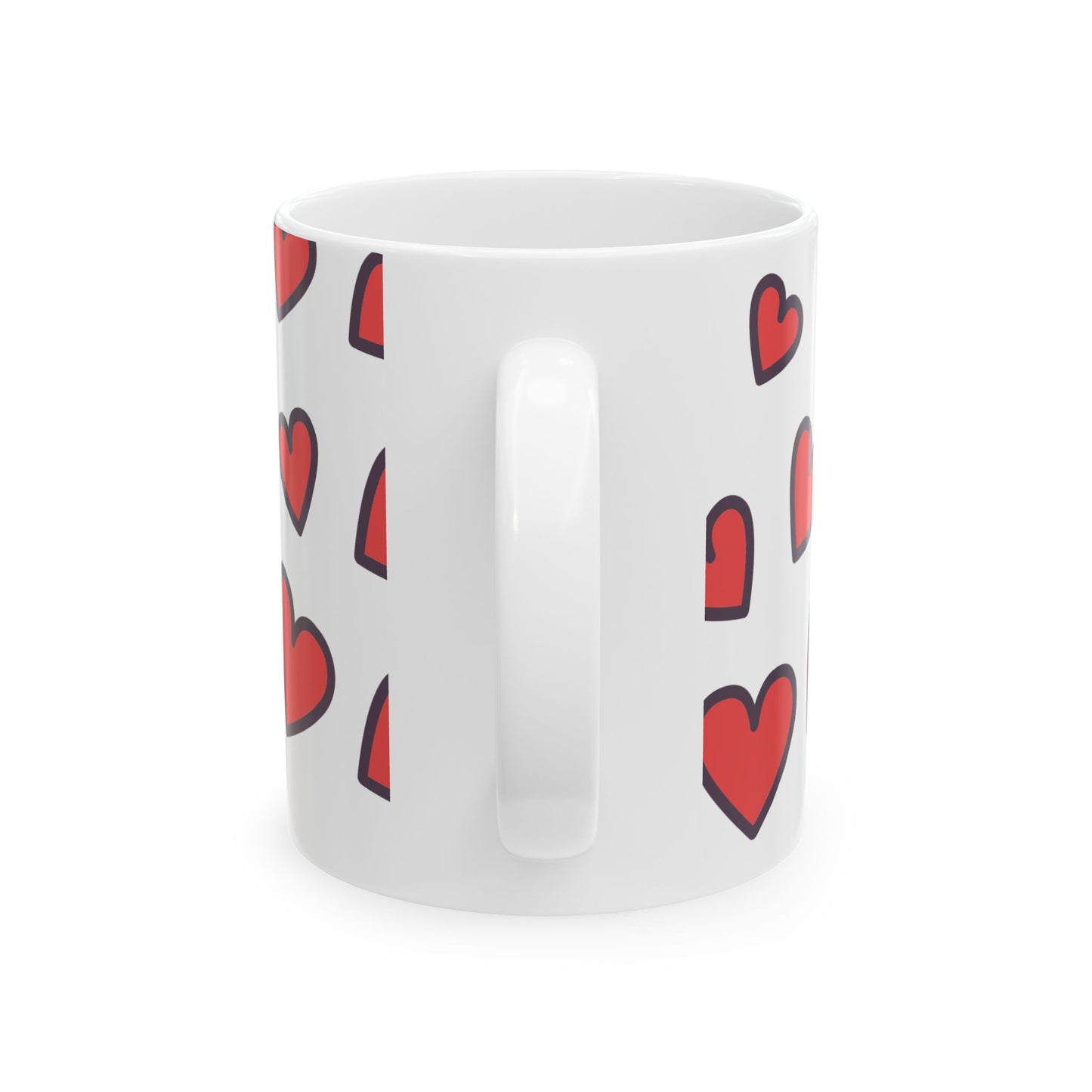 Cute Heart Pattern Ceramic Mug, Gift for Her, Birthday Present, Coffee Lover, Valentine's Day, Unique Tea Mug