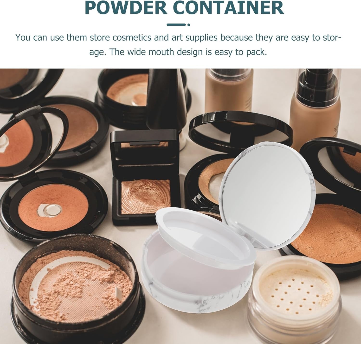 Makeup Powder Container Pressed Powder Box 2Pcs Compact Cosmetic Powder Containers Makeup Empty Loose Powder Boxes (Assorted Color) Makeup Powder Puff