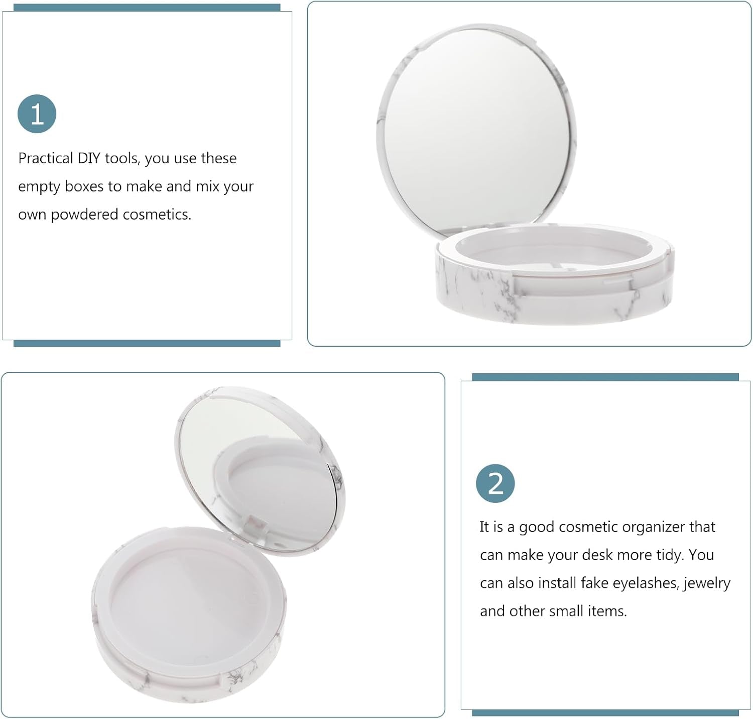 Makeup Powder Container Pressed Powder Box 2Pcs Compact Cosmetic Powder Containers Makeup Empty Loose Powder Boxes (Assorted Color) Makeup Powder Puff