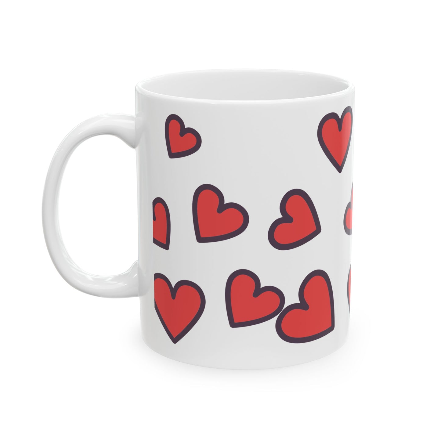 Cute Heart Pattern Ceramic Mug, Gift for Her, Birthday Present, Coffee Lover, Valentine's Day, Unique Tea Mug