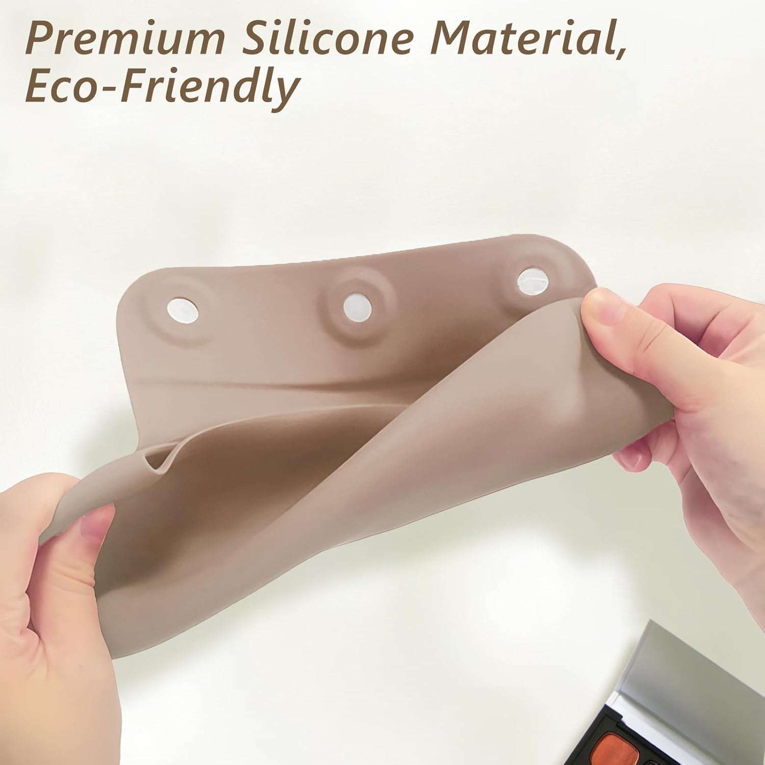 Silicone Makeup Brush Holder Cosmetic Bag: Soft, Portable Travel Case for Cosmetic Brushes with Magnetic Closure, Large Travel Organizer for Makeup Brushes - Khaki